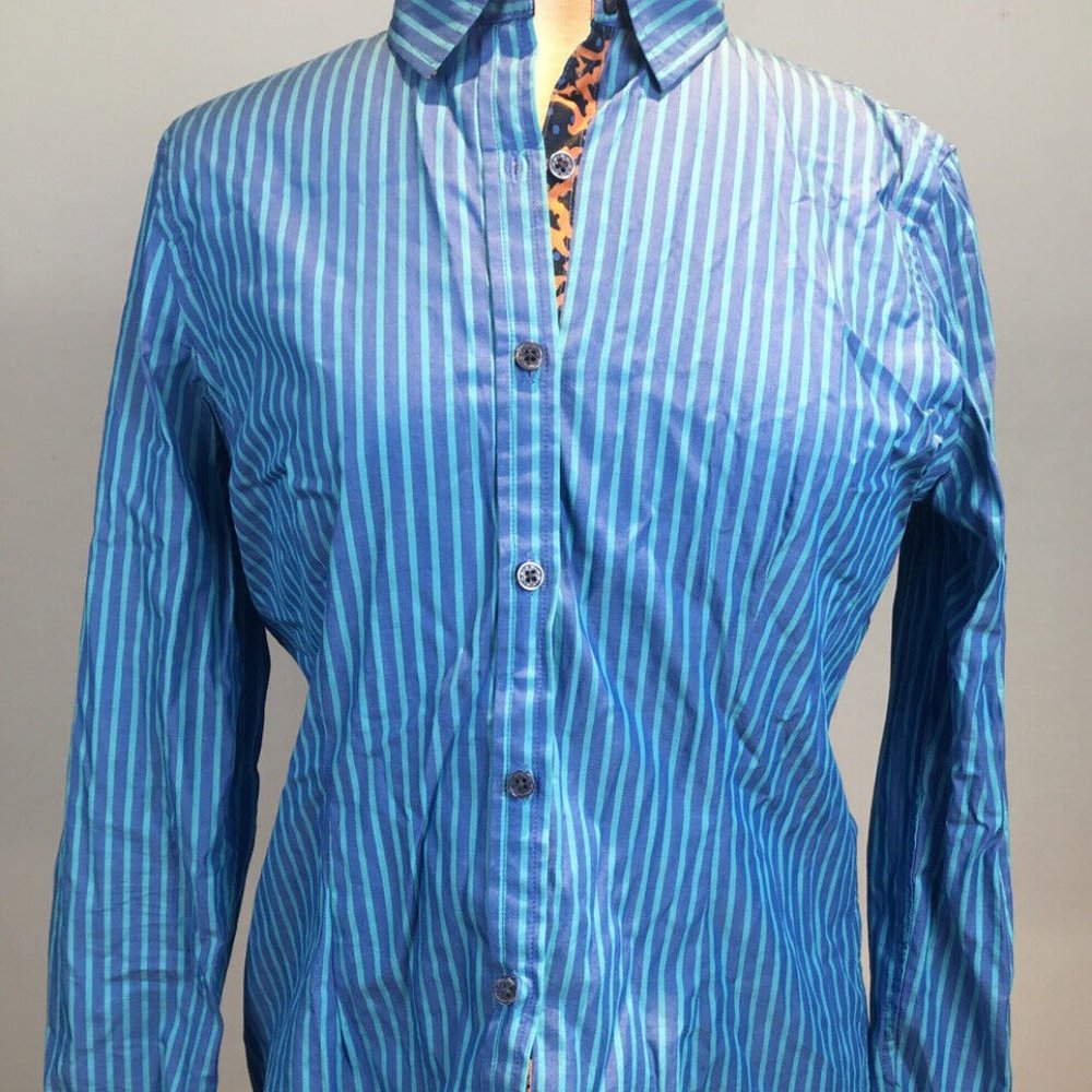 C. Wonder Women's Button-up Shirt size M 100% cotton Blue/Turquoise